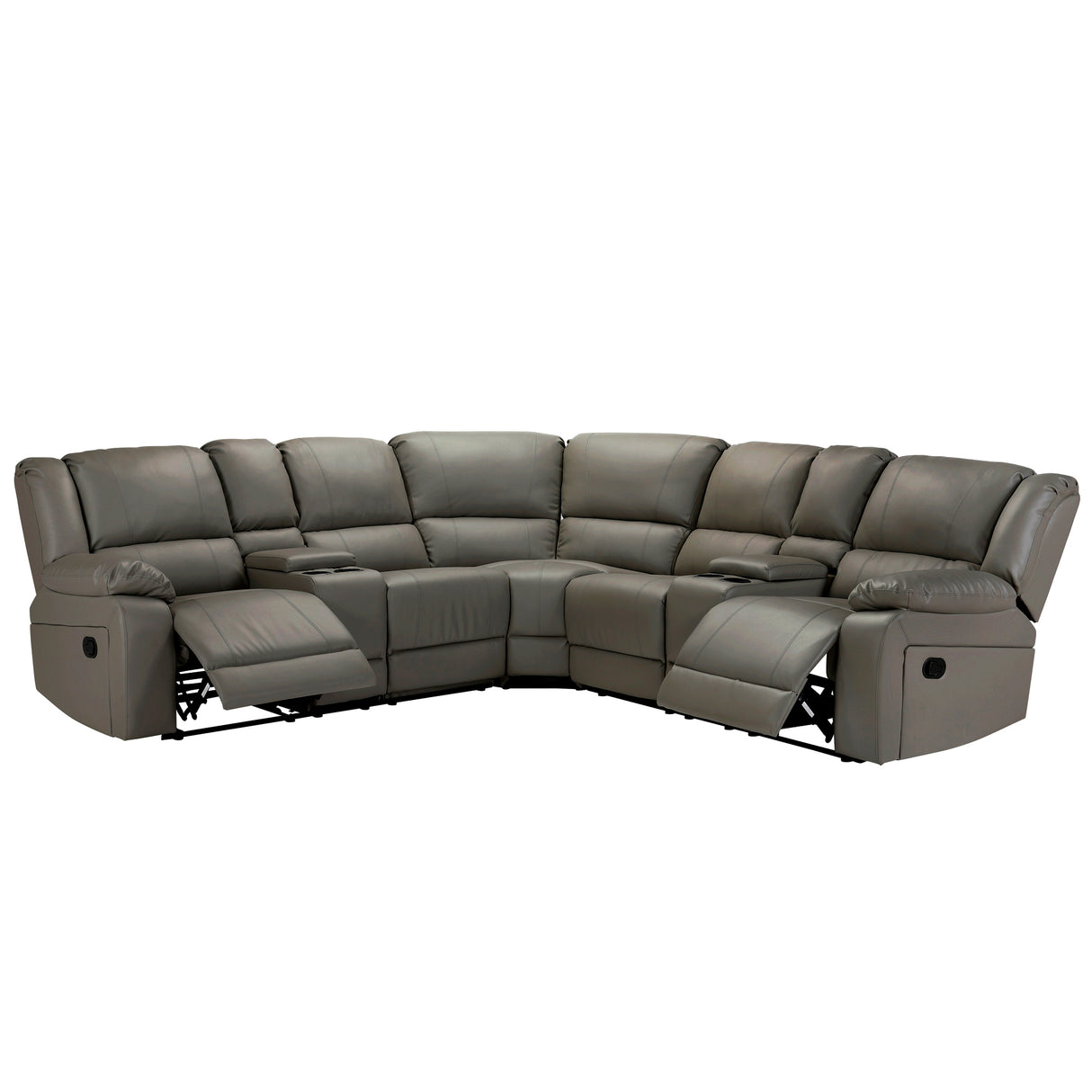 Sectional Manual Reclining Sofa GREY PU（W223S00029、W223S00070。Size difference, See Details in page.） - Home Elegance USA