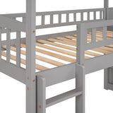 Twin Loft Bed with Two Drawers and Slide, House Bed with Slide,Gray (OLD SKU:LP000030AAE) - Home Elegance USA