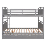 Full-Over-Full Bunk Bed with Twin size Trundle , Separable Bunk Bed for Bedroom - Grey - Home Elegance USA