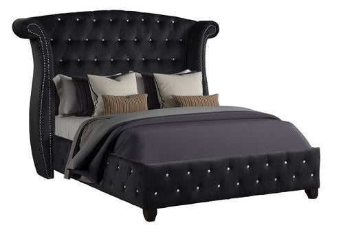 Sophia Upholstery Queen Size Bed Made With Wood in Black Color - Home Elegance USA