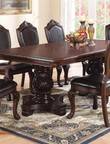 Formal Dining Room Table w Leaf 2x Arm Chairs And 6x Side Chairs Brown 9pc Set Dining Table Double Pedestal Base Royal Rectangle Table - Home Elegance USA