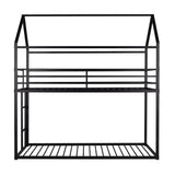 Bunk Beds for Kids Twin over Twin,House Bunk Bed Metal Bed Frame Built-in Ladder,No Box Spring Needed Black - Home Elegance USA