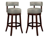 Sherly Set of 2 Bar stool 30" Swivel Stool Dark Oak Solid wood Dark Gray Leatherette Chairs Dining Room - Home Elegance USA