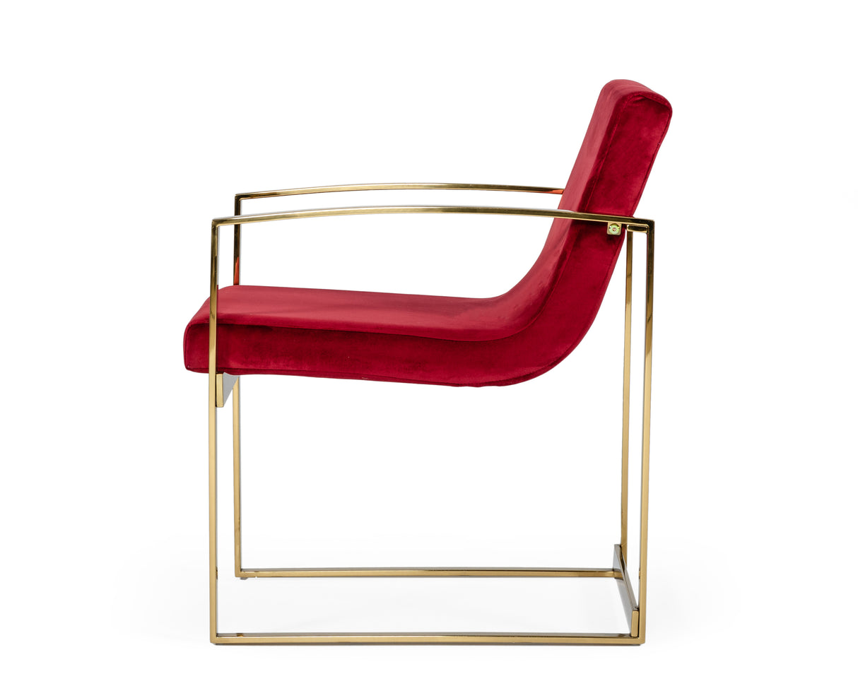 Modrest Defoe Modern Red Velvet Accent Chair - Home Elegance USA