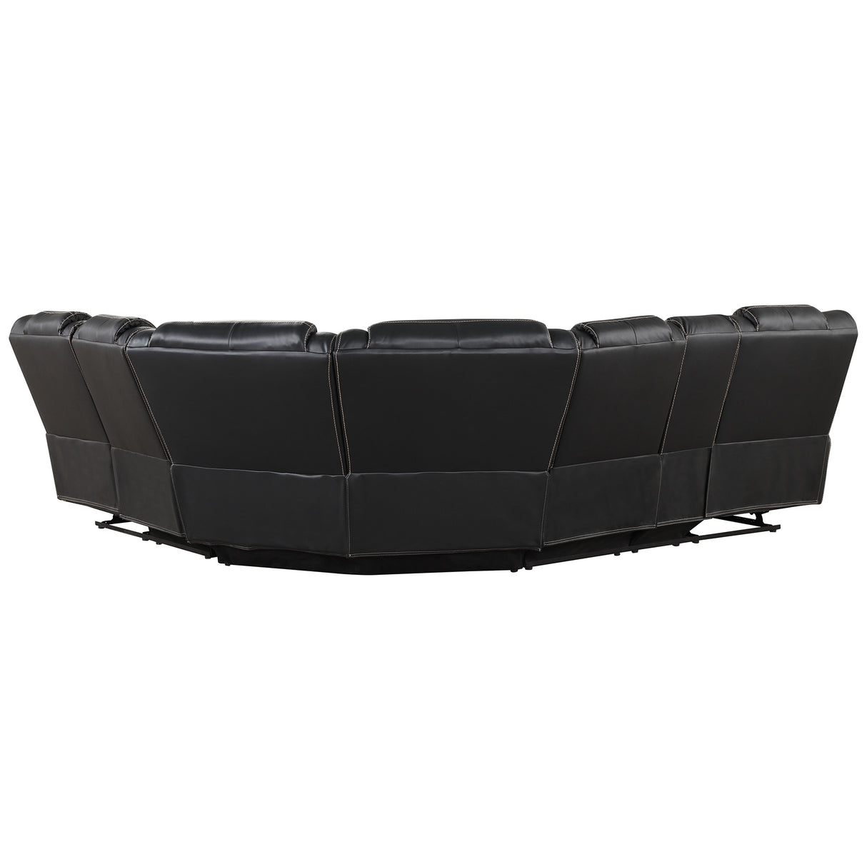 Modern Faux Leather Manual Reclining with Center Console with LED Light Strip,Living Room Furniture Set,PU Symmetrical Couch with 2 Cup Holders and Storage for Living room,Black - Home Elegance USA