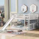 Full Over Full Bunk Bed with Ladder with Slide, White (Old SKU :LP000208AAK) - Home Elegance USA