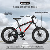 S20109  20 Inch Fat Tire Bike Adult/Youth Full Shimano 7 Speed Mountain Bike, Dual Disc Brake, High-Carbon Steel Frame, Front Suspension, Mountain Trail Bike, Urban Commuter City Bicycle