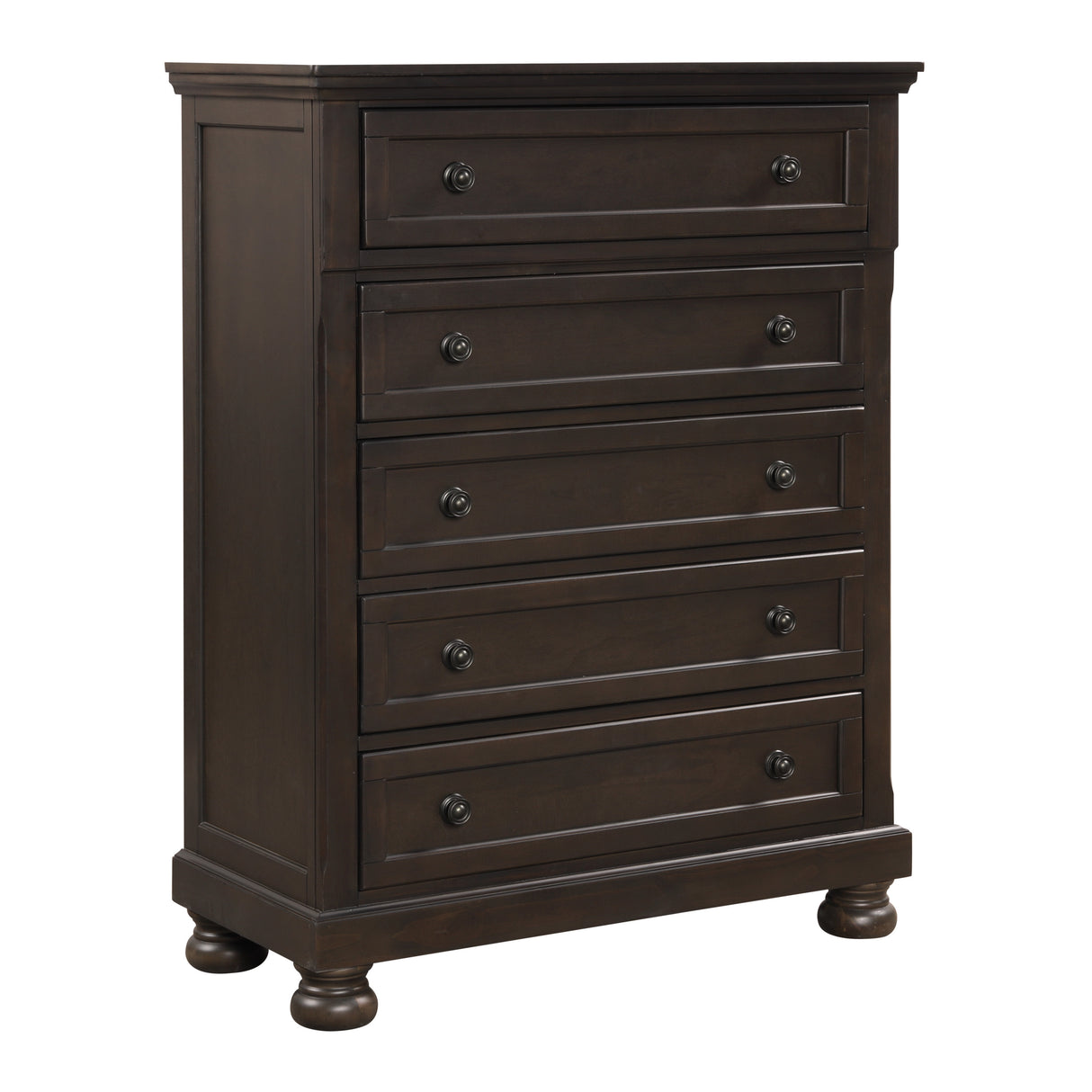 Traditional Design Bedroom Furniture 1pc Chest of 5x Drawers Grayish Brown Finish Wooden Furniture - Home Elegance USA