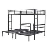 Full over Twin&Twin Size Bunk Bed with Built-in Shelf, Black - Home Elegance USA