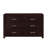 Espresso Finish 1pc Dresser of 6x Drawers Silver Tone Bar Pulls Contemporary Design Bedroom Furniture - Home Elegance USA