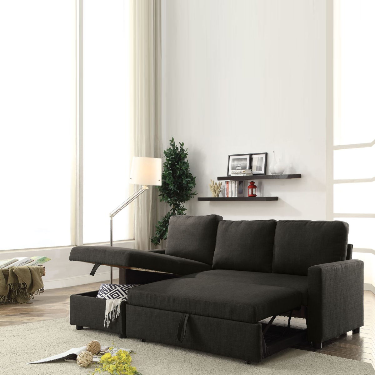 Hiltons - Sectional Sofa - Charcoal Linen - Home Elegance USA