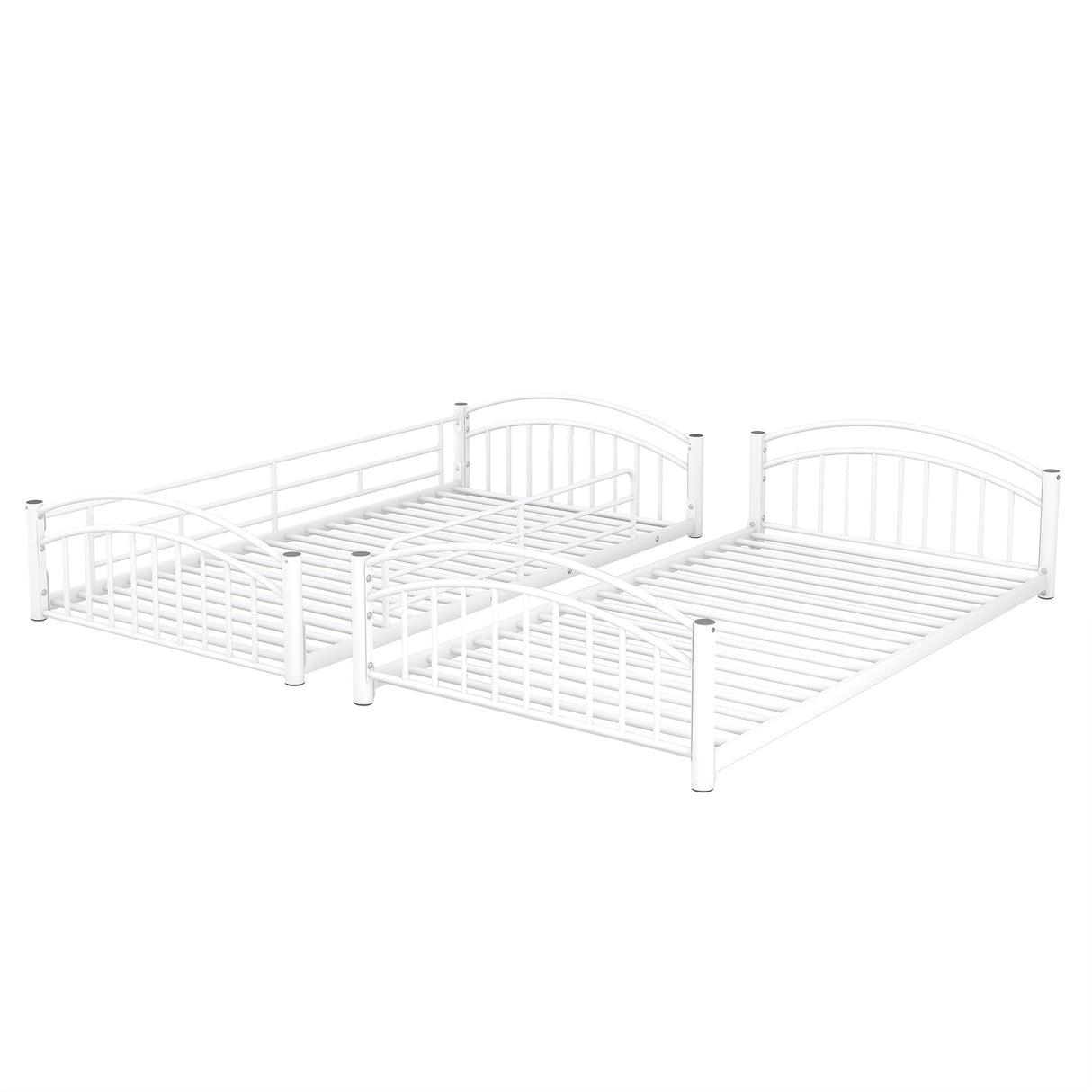 Twin Over Twin Metal Bunk Bed With Slide,Kids House Bed White - Home Elegance USA