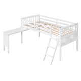 Twin Size Loft Bed With Removable Desk and Cabinet, White - Home Elegance USA