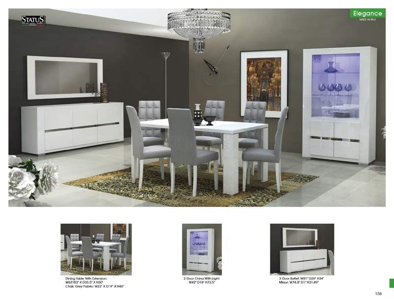 Esf Furniture - Status Italy Elegance 7 Piece Dining Table Set W-20" Extension - Elegance-7Set