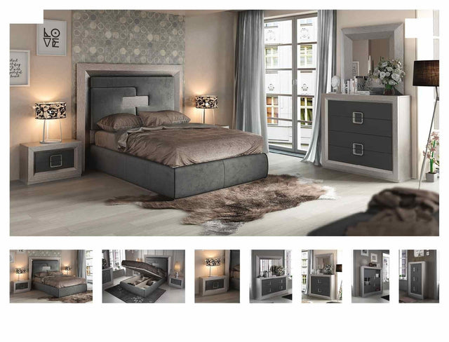 Esf Furniture - Enzo 4 Piece King Bedroom Set With Storage Kit In Grey - Enzostoragekitks-4Set