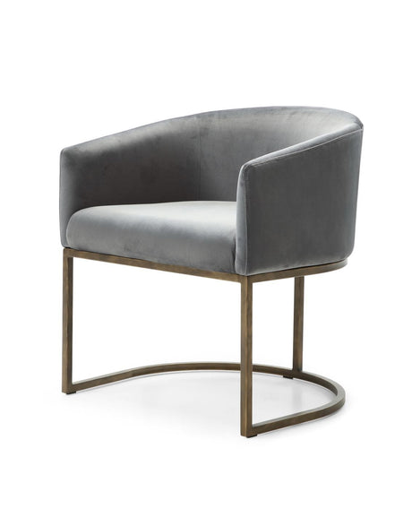 Vig Furniture Modrest Elisa - Modern Grey Velvet & Brass Dining Chair