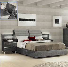 Elite Modern Eastern King Bed In Glossy Dark Gray - Elitebedk.S | ESF