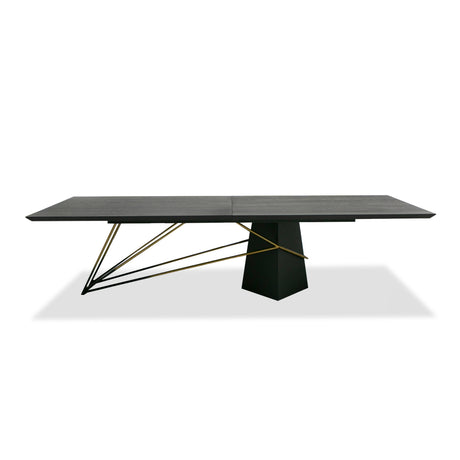 Vig Furniture Modrest Elkhorn - Glam Black Ash + Stainless Steel 126" Dining Table