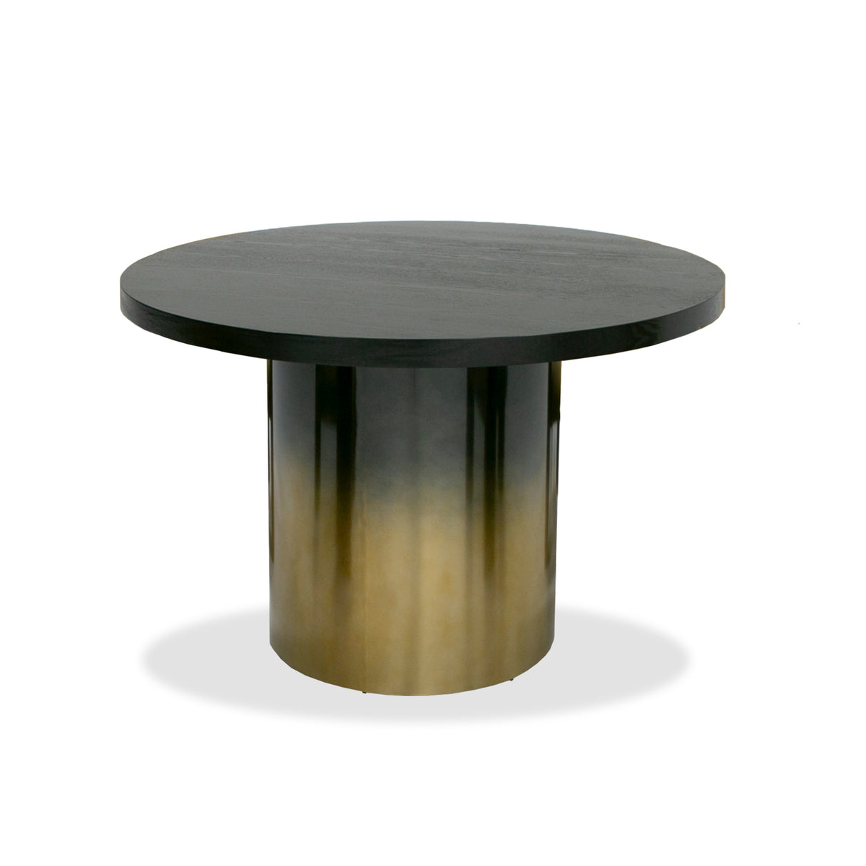 Vig Furniture Modrest Elmira - Glam Black Ash + Gradient Stainless Steel Round Dining Table