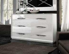 Carmen Double Dresser in Matte White (High-Gloss Fronts) – Modern Bedroom Storage by ESF Furniture
