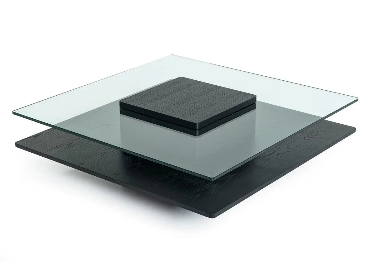 Vig Furniture - Modrest Emulsion - Modern Oak Glass Coffee Table - Vghbhk22A-Blk