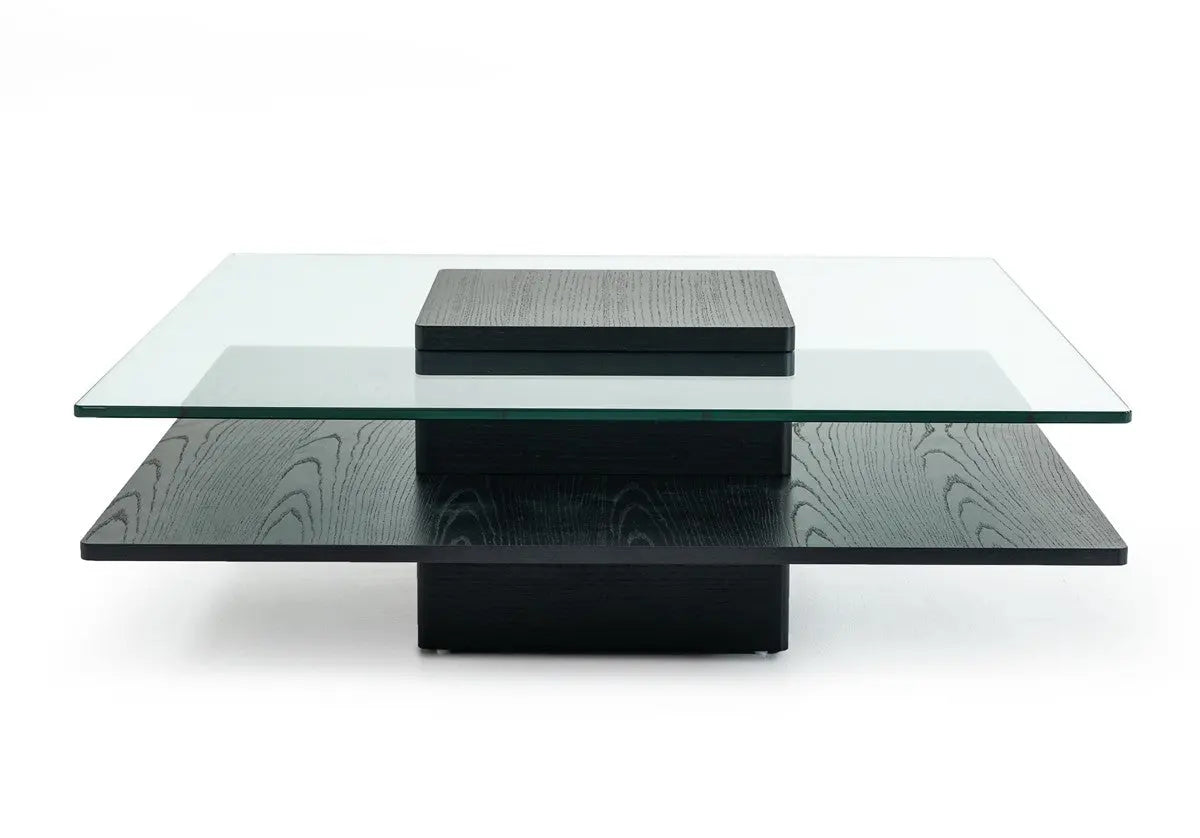 Vig Furniture - Modrest Emulsion - Modern Oak Glass Coffee Table - Vghbhk22A-Blk