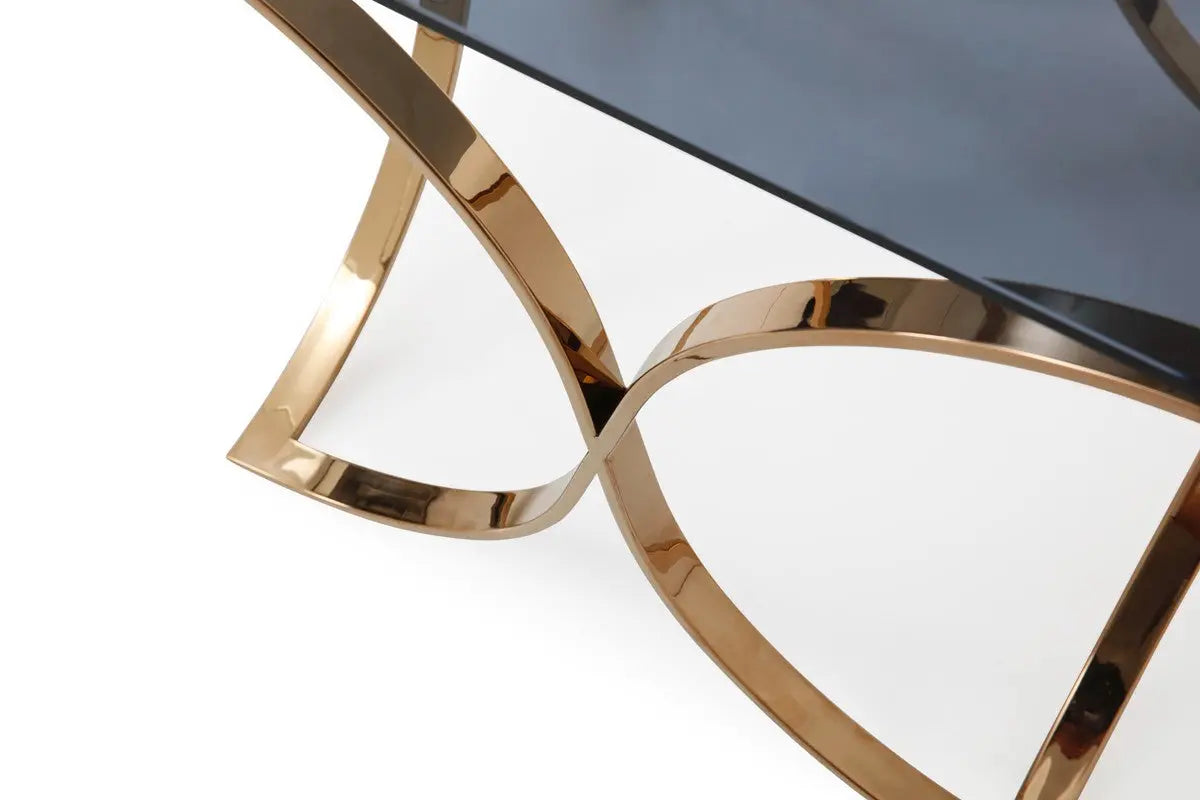 Vig Furniture - Modrest Reklaw Modern Smoked Glass & Rosegold End Table - Vgvcet836