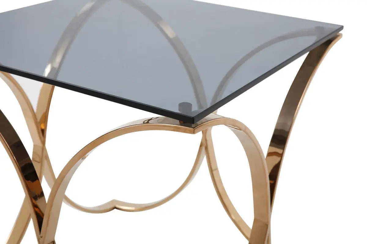 Vig Furniture - Modrest Reklaw Modern Smoked Glass & Rosegold End Table - Vgvcet836