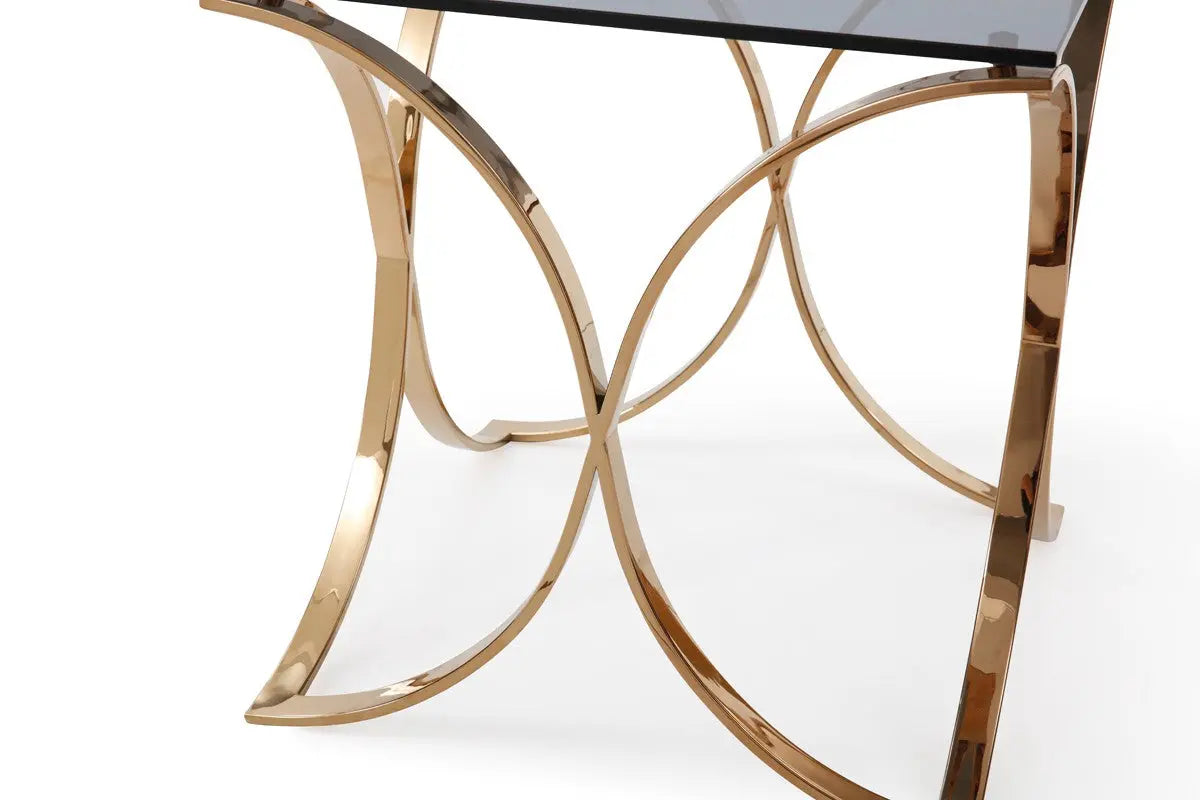 Vig Furniture - Modrest Reklaw Modern Smoked Glass & Rosegold End Table - Vgvcet836