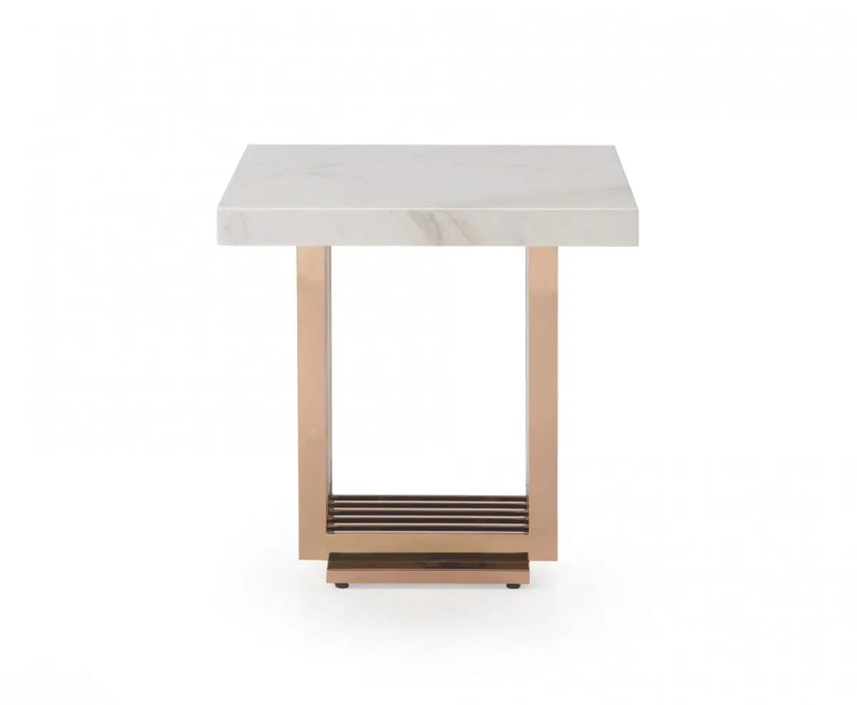 Vig Furniture - Modrest Kingsley Modern Marble & Rosegold End Table - Vgvcet8933