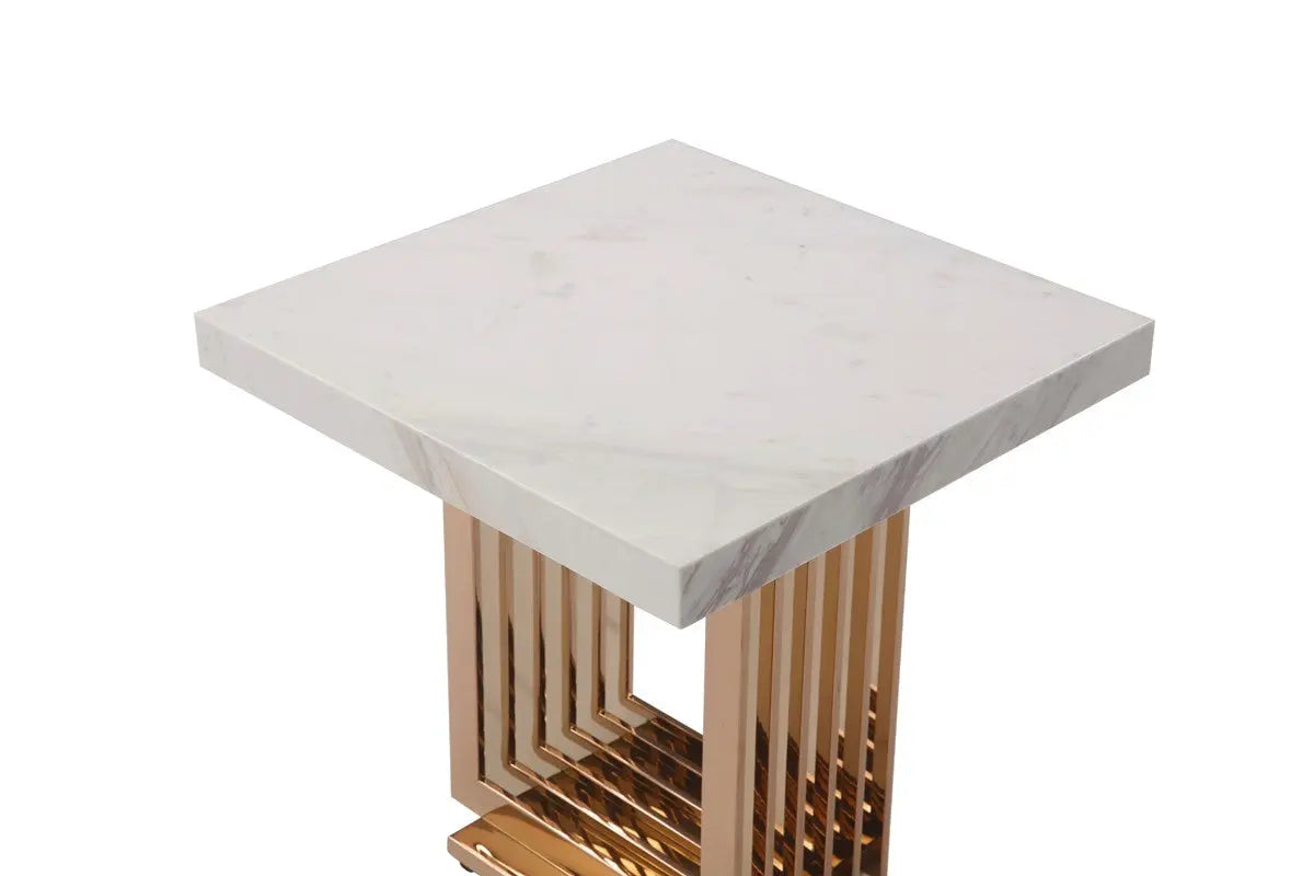 Vig Furniture - Modrest Kingsley Modern Marble & Rosegold End Table - Vgvcet8933