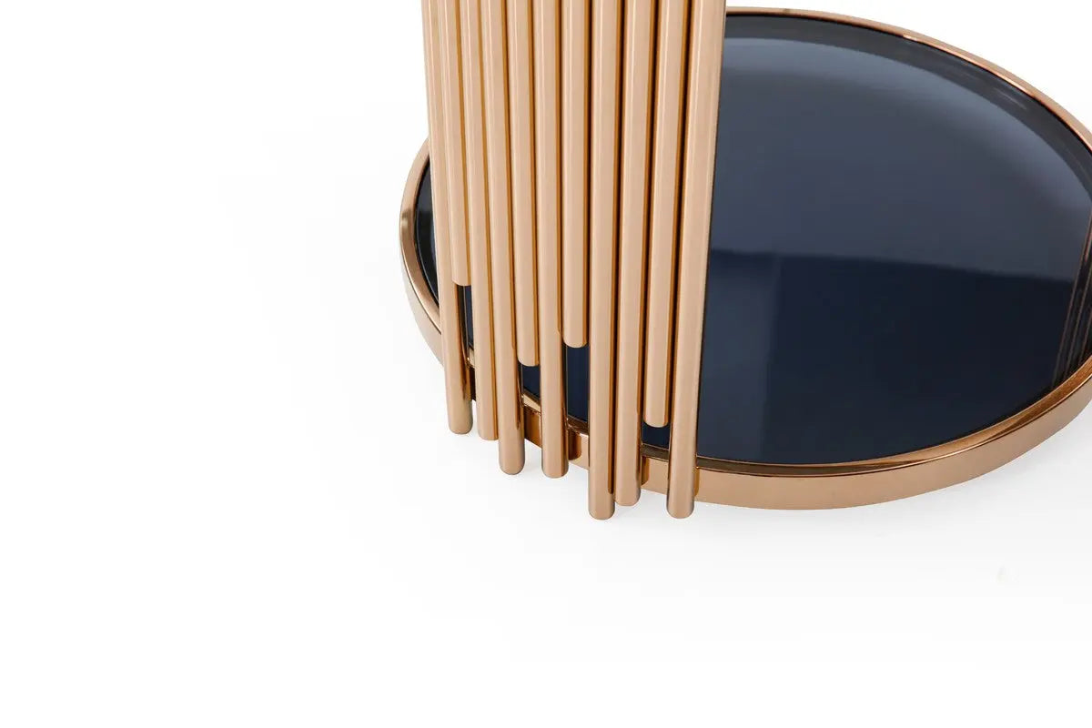 Vig Furniture - Modrest Bryce Modern Smoked Glass & Rosegold Round End Table - Vgvcet8970