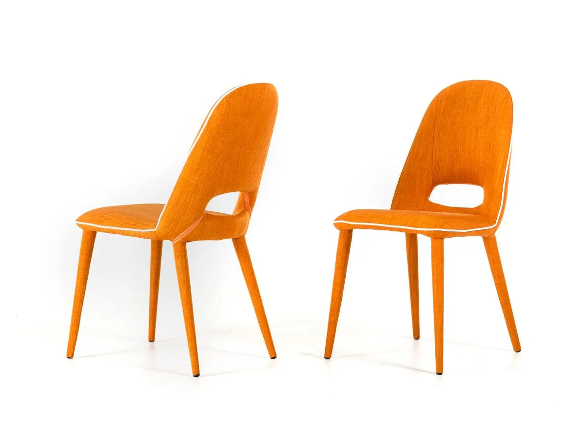Vig Furniture - Modrest Eugene Modern Orange Fabric Dining Chair (Set Of 2) - Vgeumc-8161Ch