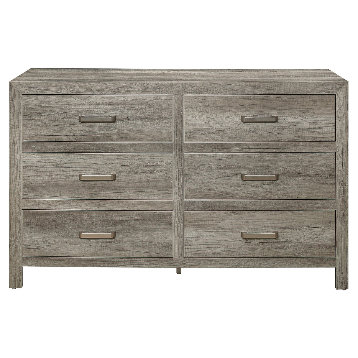 Rusticated Style Weathered Gray Finish 1pc Dresser of 6x Drawers Transitional Bedroom Wooden Furniture - Home Elegance USA