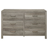 Rusticated Style Weathered Gray Finish 1pc Dresser of 6x Drawers Transitional Bedroom Wooden Furniture - Home Elegance USA