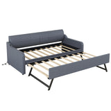 Twin Size Upholstery DayBed with Trundle and USB Charging Design,Trundle can be flat or erected,Gray - Home Elegance USA