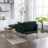 36.61'' Wide Modern Accent Chair With 3 Positions Adjustable Backrest, Tufted Chaise Lounge Chair, Single Recliner Armchair With Ottoman And Gold Legs For Living Room, Bedroom (Green) - Home Elegance USA