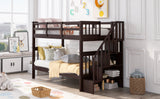 Stairway Twin-Over-Twin Bunk Bed with Storage and Guard Rail for Bedroom, Dorm, Espresso color(OLD SKU :LP000109AAP) - Home Elegance USA