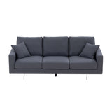 Modern Grey Three-Seat Sofa with Thick Sponge and Two Pillows, 87.40inch Home Elegance USA