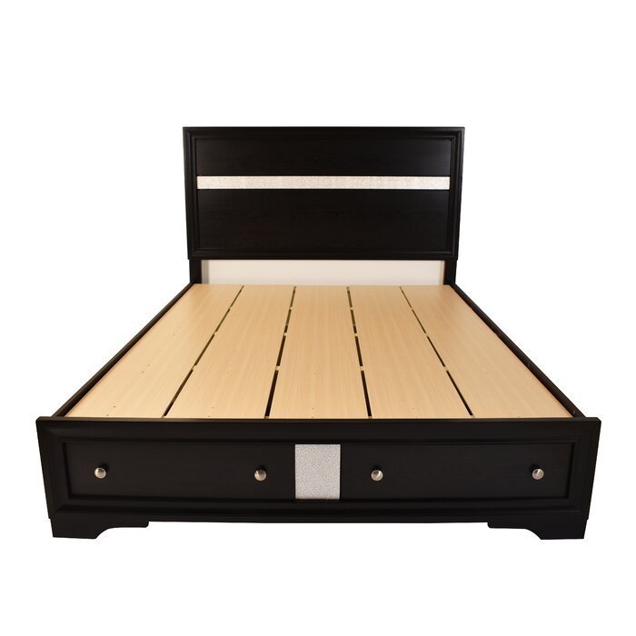 Traditional Matrix Queen Size Storage Bed in Black made with Wood - Home Elegance USA