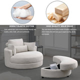 [Video] Welike Swivel Accent Barrel Modern Sofa Lounge Club Big Round Chair with Storage Ottoman Linen Fabric for Living Room Hotel with Pillows Home Elegance USA