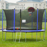 15FT Trampoline with Basketball Hoop Inflator and Ladder(Inner Safety Enclosure) Blue - W550S00009 - image - 5