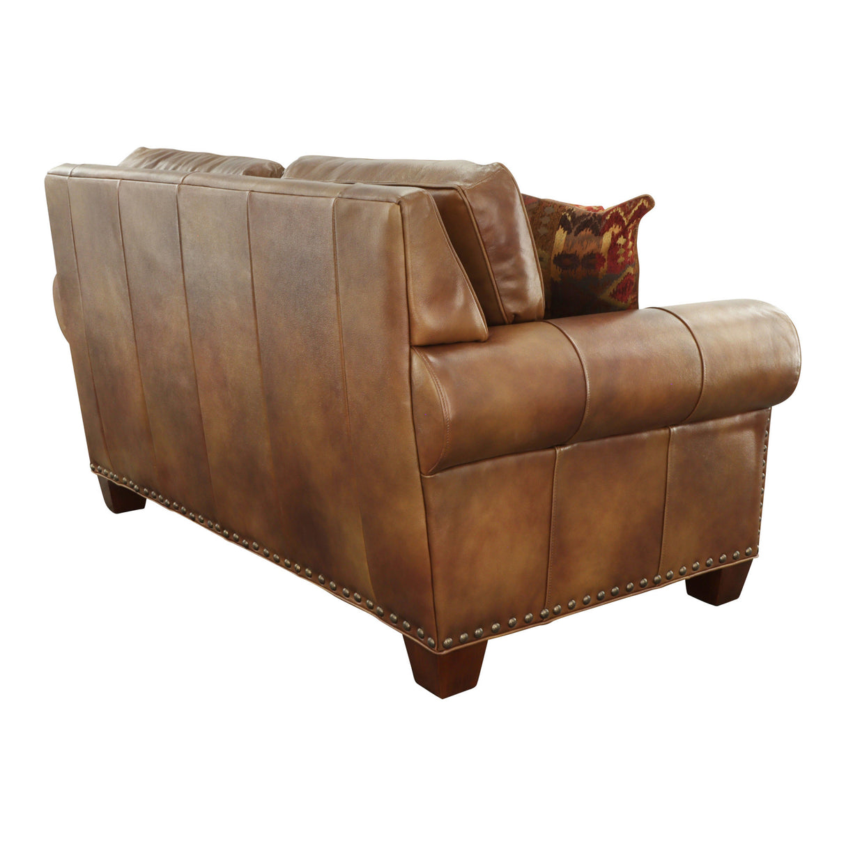 Rustic Leather Collection Loveseat - Premium Construction, Nail-Head Trim - Maximum Comfort and Style Home Elegance USA