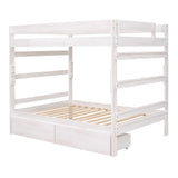 Full over Full Wood Bunk Bed with 2 Drawers, White - Home Elegance USA