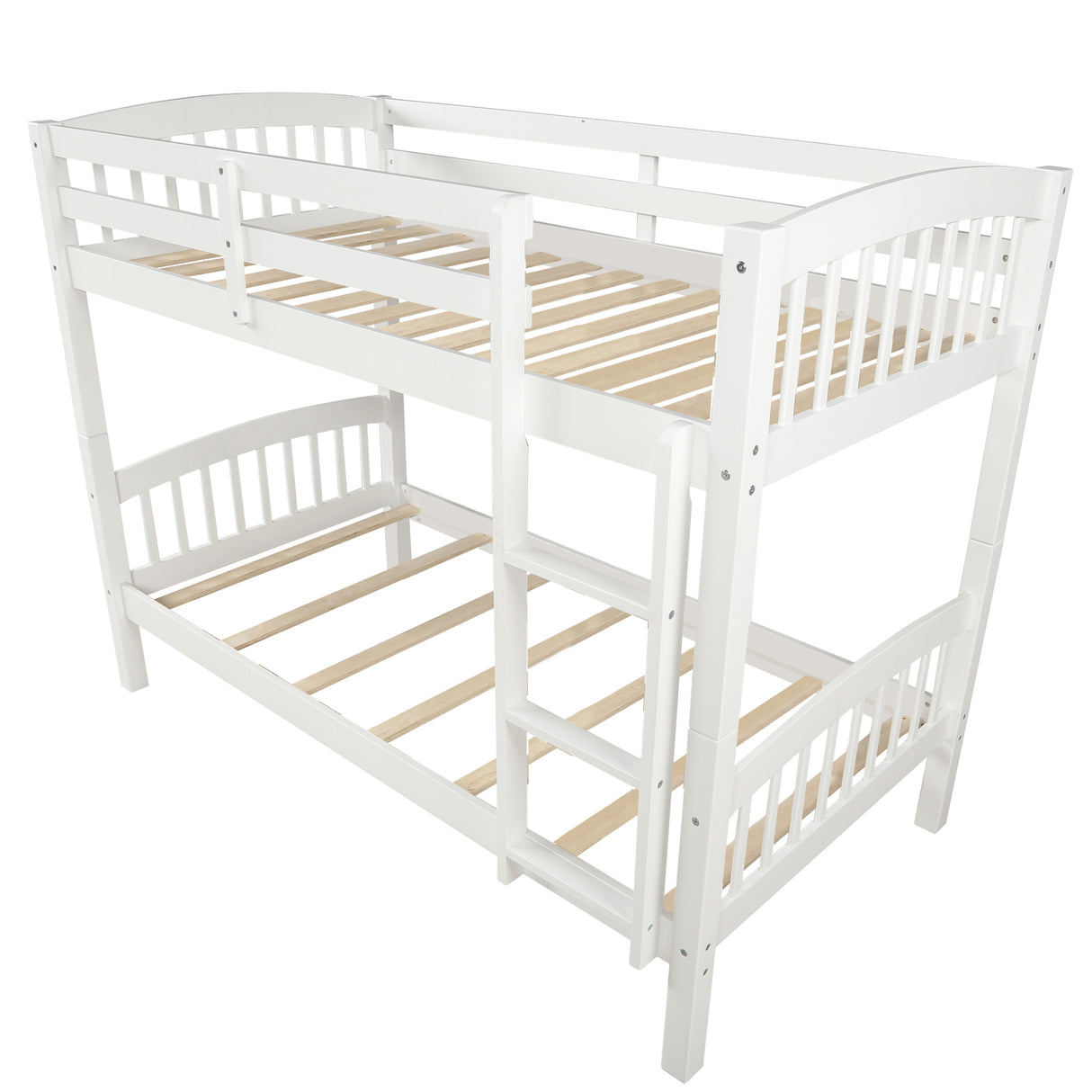 Twin Over Twin Bunk Bed with Ladder,White ( OLD SKU: LP000066AAK) - Home Elegance USA