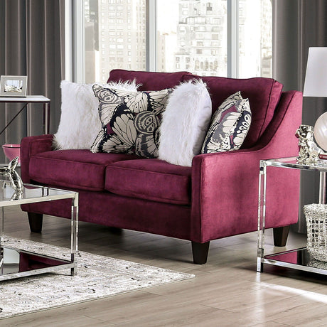 Jillian - Sofa & Loveseat - Plum / Ivory / White - Home Elegance USA