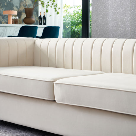 Modern velvet sofa beige color - Home Elegance USA