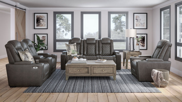 Hyllmont - Gray - 3 Pc. - Power Sofa, Loveseat, Recliner - Home Elegance USA