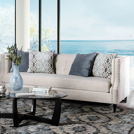 Tegan - Sofa & Loveseat - Beige / Light Blue - Home Elegance USA