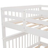 Stairway Full-Over-Full Bunk Bed with Twin size Trundle, Storage and Guard Rail for Bedroom, Dorm - White(OLD SKU :LP001210AAK) - Home Elegance USA